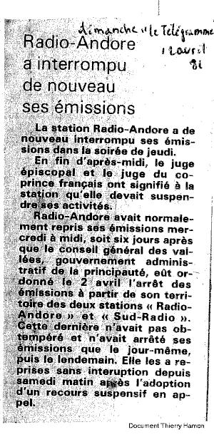 Radio-Andorre a interrompu de nouveau ses emissions