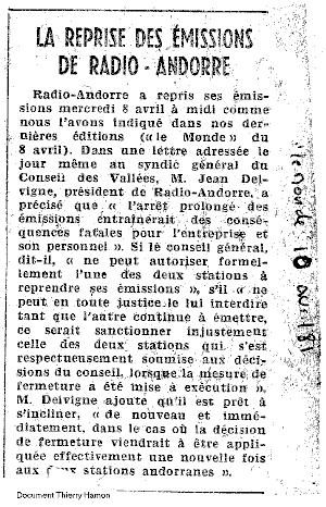 La reprise des emissions de radio-Andorre