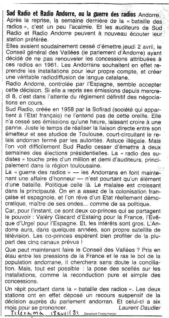 Sud Radio et Radio Andorre ou la guerre des radios